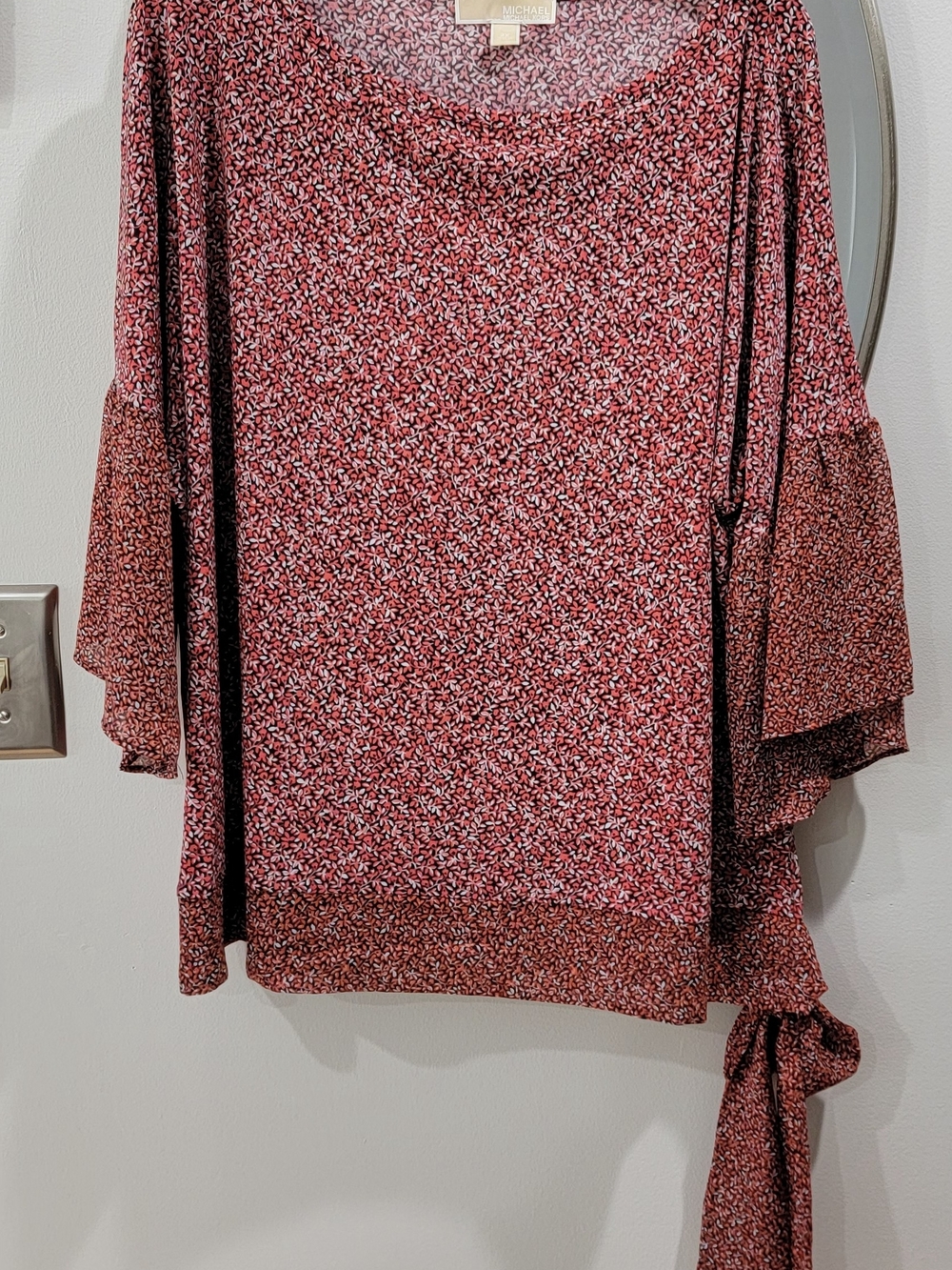 Michael Kors Floral Tie-Waist Blouse in Rose